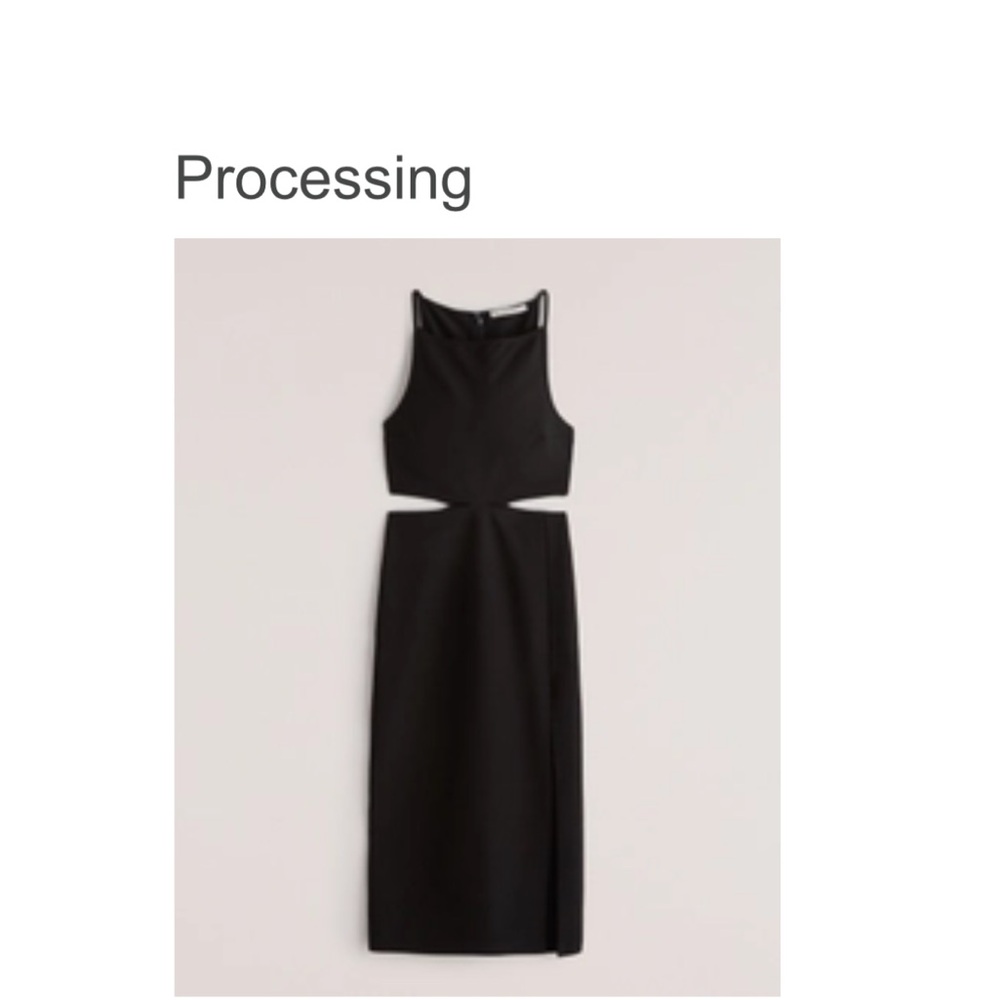 Abercrombie & Fitch Black Midi Dress with Cut-Out